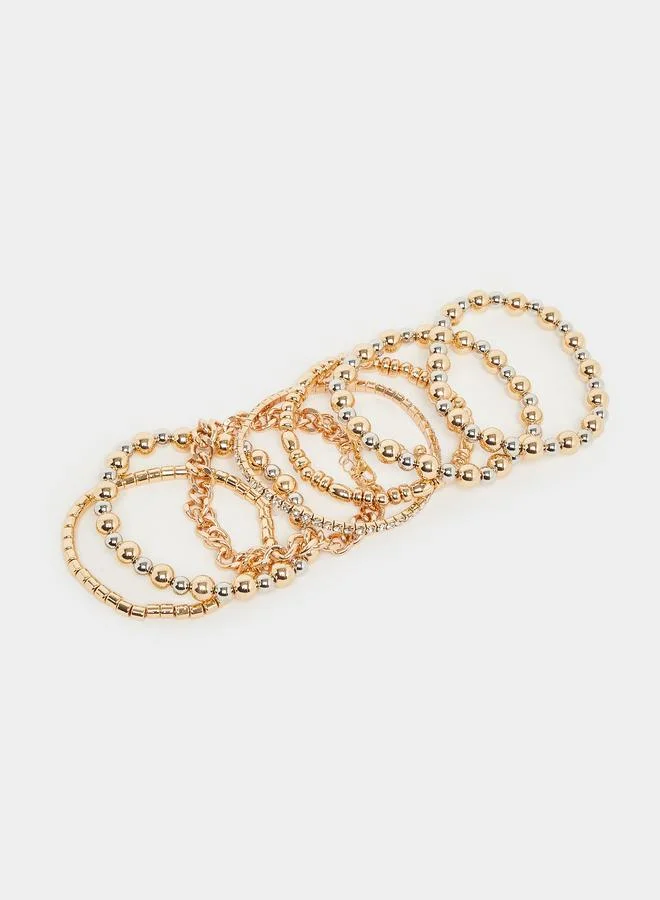 Styli  Pack of 7 - Gold Beaded Bracelet for Women | Best Price UAE
